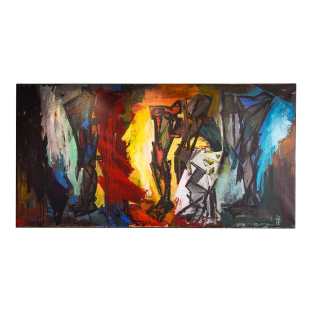 1980s Le Crepuscule des Deux Abstract Oil Painting by Peter Brandes For Sale
