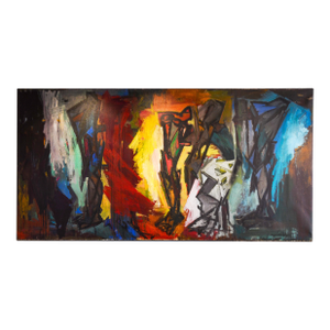 1980s Le Crepuscule des Deux Abstract Oil Painting by Peter Brandes
