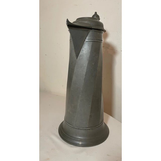 Arts & Crafts 7 PCS Antique 1800s Handmade Ludwig Mory Pewter Flagon Tankard Pitcher Stein Mug For Sale - Image 3 of 12