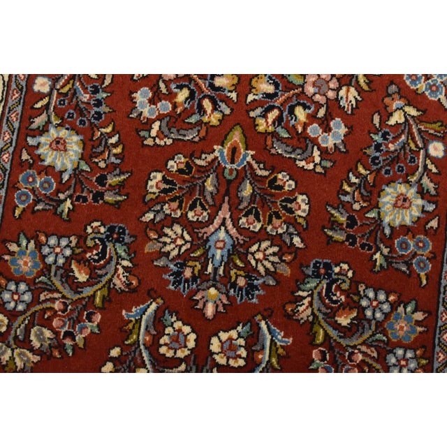 Fine Sarouk Runner 2’8” X 13’1” Rust Wool Traditional Hand-Knotted Oriental Rug For Sale - Image 4 of 13