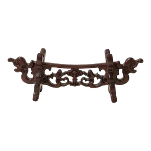 Chinese Brown Wood Dragon Horizontal Pen Brush Holder Display Rack