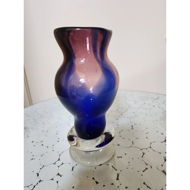Late 20th Century Handmade Multicolor Thick Double Donut Footed Vase For Sale - Image 4 of 9
