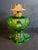 Vintage Hollywood Regency l.e. Smith Emerald Green Moon & Star Glass Finger Oil Lamp Brass Burner Chimney For Sale - Image 11 of 18