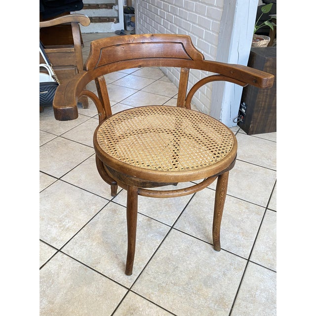 Wood Bistro-Style Desk Chair in Bentwood with Cane Seat, 1930s For Sale - Image 7 of 18