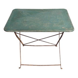 Small French Rectangular Forged Metal Folding Dining Table, 1950s For Sale