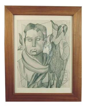 1930s Vintage Cowboy T. Cariffa Framed Drawing