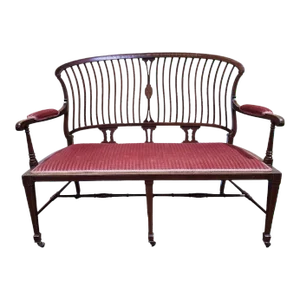 1900s Waring & Gillow Edward VII Mahogany Inlaid Settee