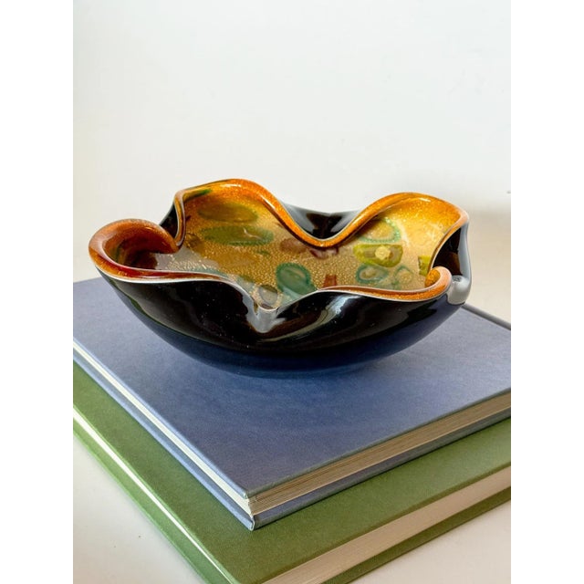 1950s Mid Century Modernist Italian Multicolor Confetti Murano Style Art Glass Freeform Decorative Bowl For Sale - Image 12 of 15