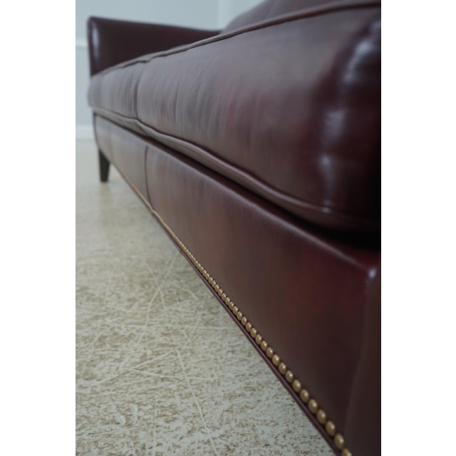 Ethan Allen Burgundy Leather Modern Sofa For Sale - Image 14 of 18