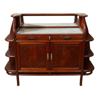 Art Nouveau Sideboard in Mahogany, Marble and Mirrors from Mercier Frères Paris, 1900 For Sale