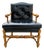 Vintage Barnard & Simonds Black Leather Armchair | 1960s American Traditional | Button-Tufted Leather & Bobbin-Turned Wood For Sale
