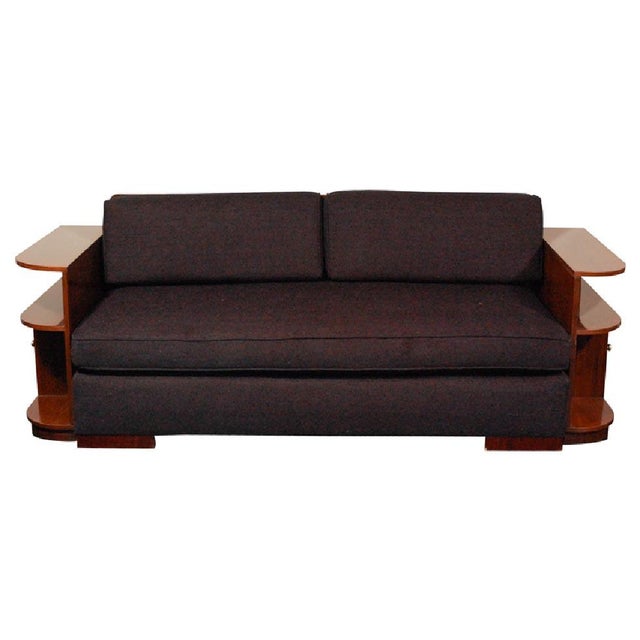 Art Deco 1930s French Art Deco Sofa in the Style of Jean Michel Frank in Indian Rosewood For Sale - Image 3 of 9