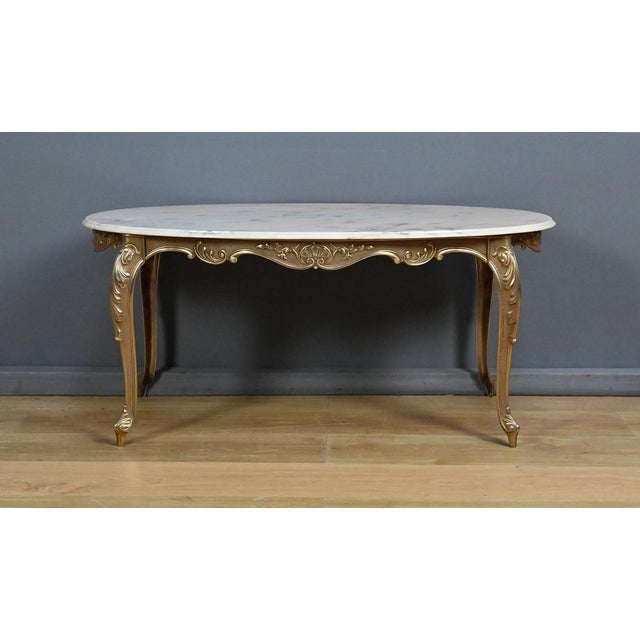 Mid-20th Century Louis XV Style Coffee Table in Marble and Brass, 1950s For Sale - Image 16 of 18