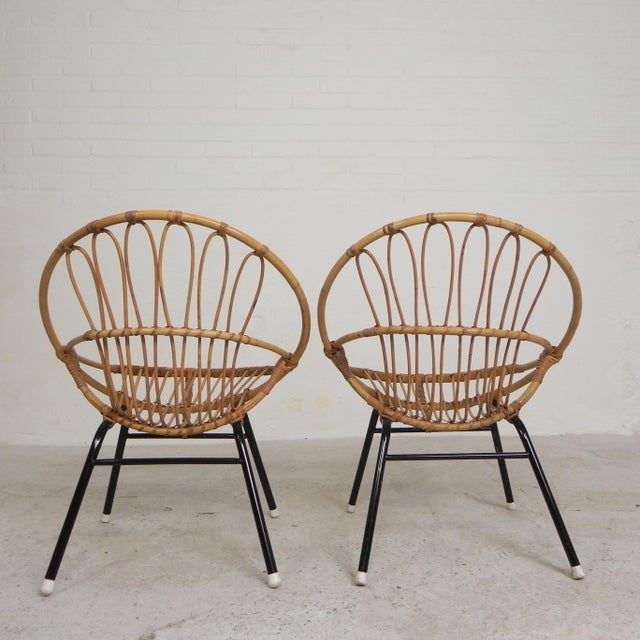Rattan, Bamboo Childrens Chairs from Rohe Noordwold,e 1950s, Set of 2 For Sale - Image 14 of 18