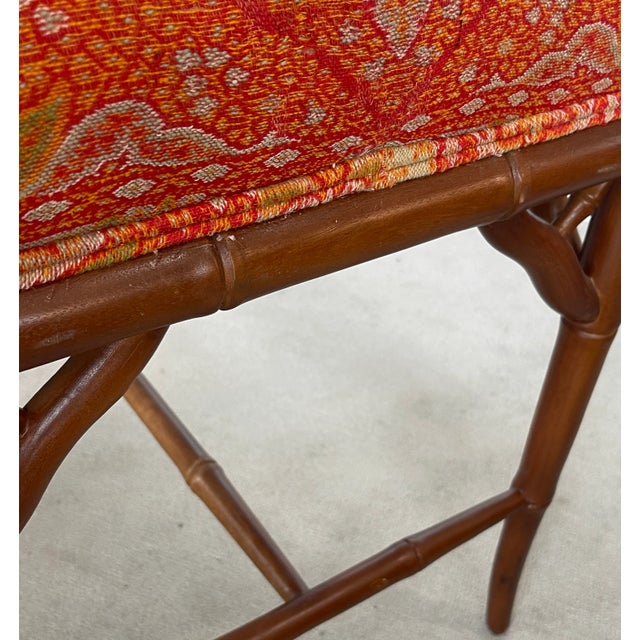 Faux Bamboo Bench With 19Th. C. Cashmere Shawl For Sale - Image 11 of 12