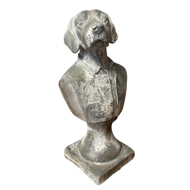 Vintage Anthropomorphic Cast Iron Pointer Dog Bust For Sale - Image 4 of 12