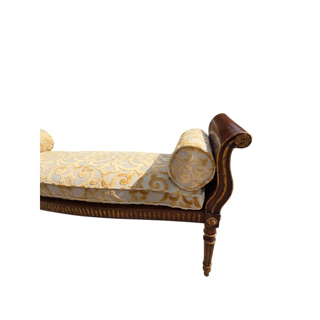 Traditional 1990s John Richards Window Bench Settee French Regency Damask Neo Classical Ottoman For Sale - Image 3 of 18