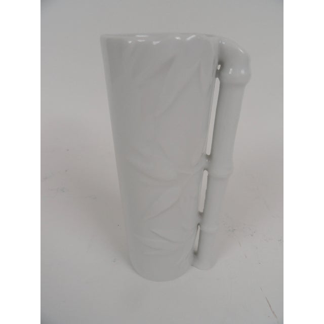 Wood 20th Century Chinese White Porcelain Bamboo Motif Brush Pot For Sale - Image 7 of 7