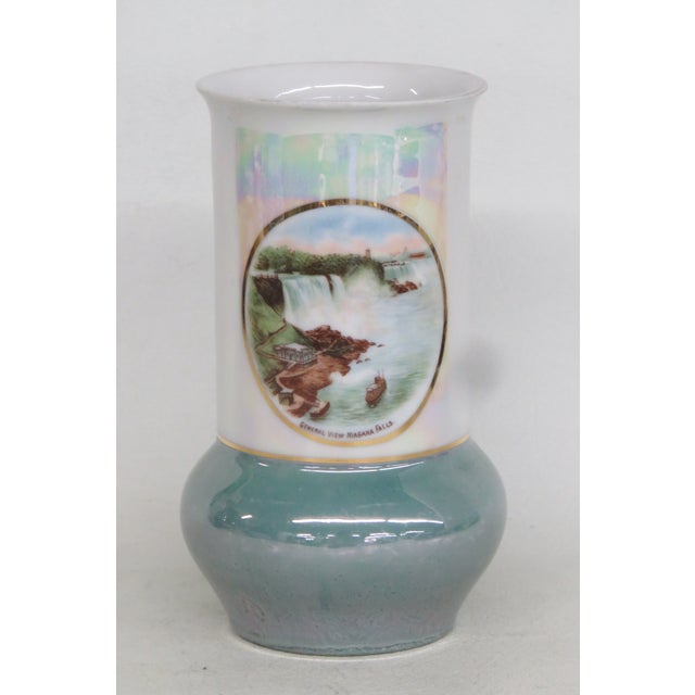 German Lusterware Niagara Falls Decal Bud Vase Ceramic Iridescent Finish 5045b For Sale - Image 9 of 11