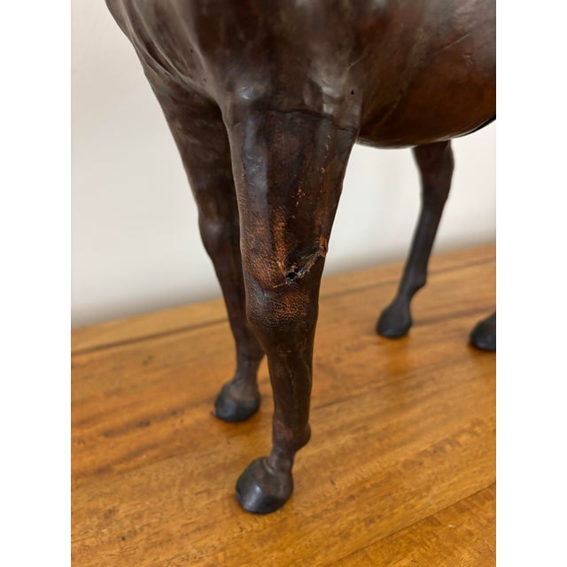 Mid 20th Century Vintage Pieced Leather Horse Figure Sculpture With Glass Eyes For Sale - Image 11 of 11