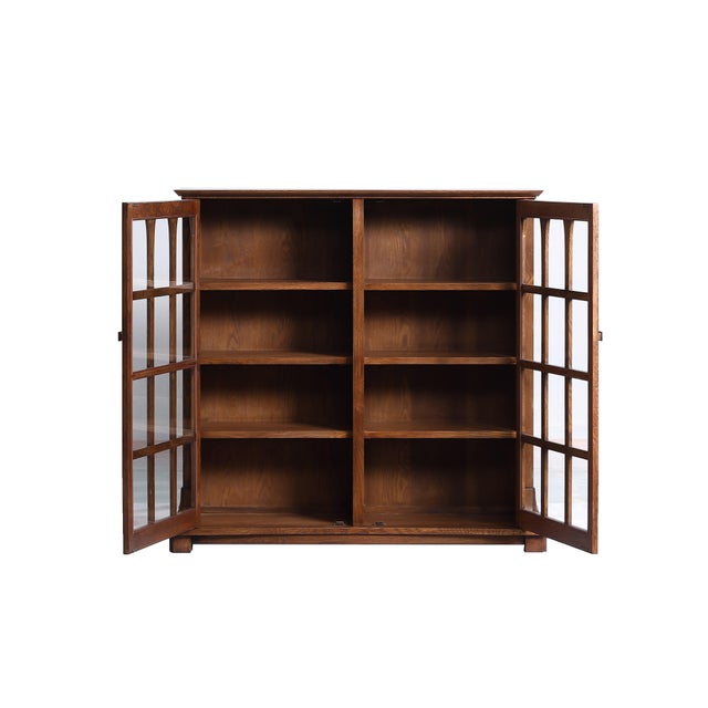 Mission Solid Oak Double Door Bookcase - Walnut For Sale In Chicago - Image 6 of 10