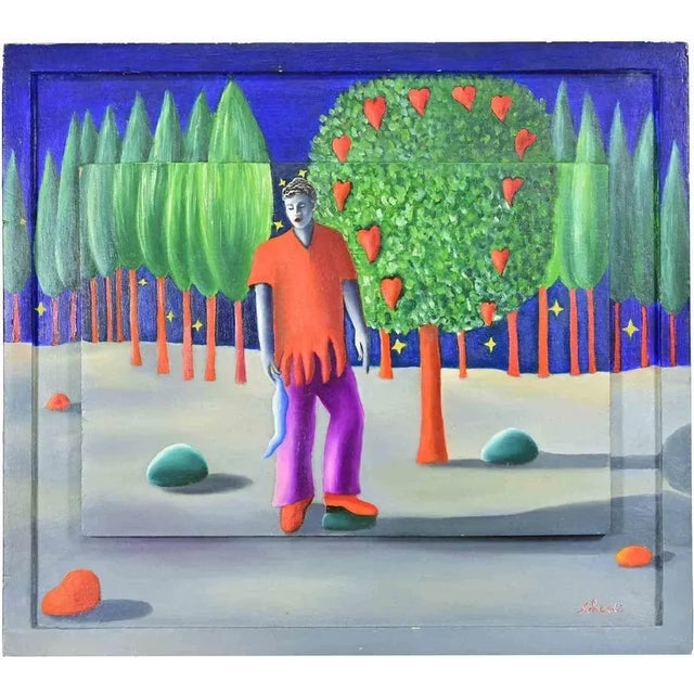 1980s Paolo Scheggi, The Young Opera Singer, Oil Painting, 1990s For Sale - Image 5 of 5