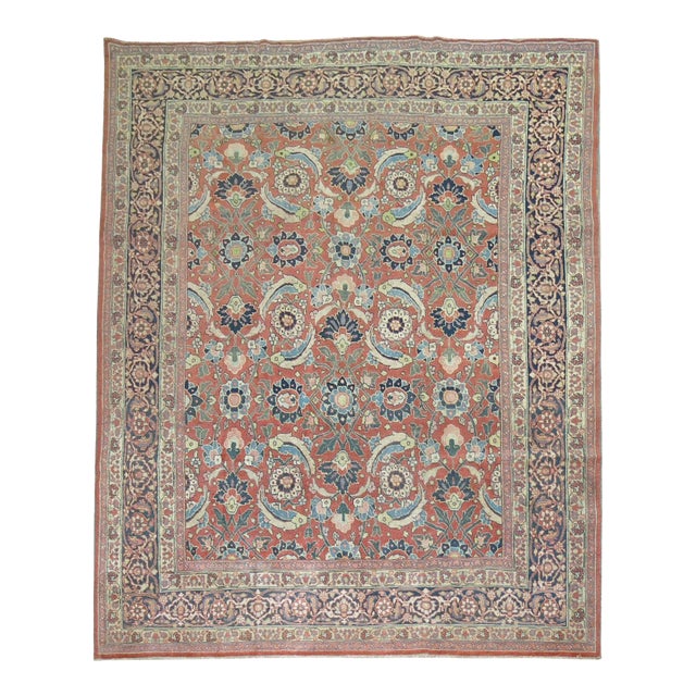 Zabihi Collection Antique Persian Tabriz Rug - 8'3" x 9'5" For Sale