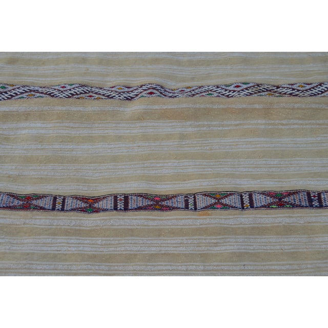 Moroccan Mid 20th Century Striped Silk Motif Moroccan Blanket For Sale - Image 3 of 7