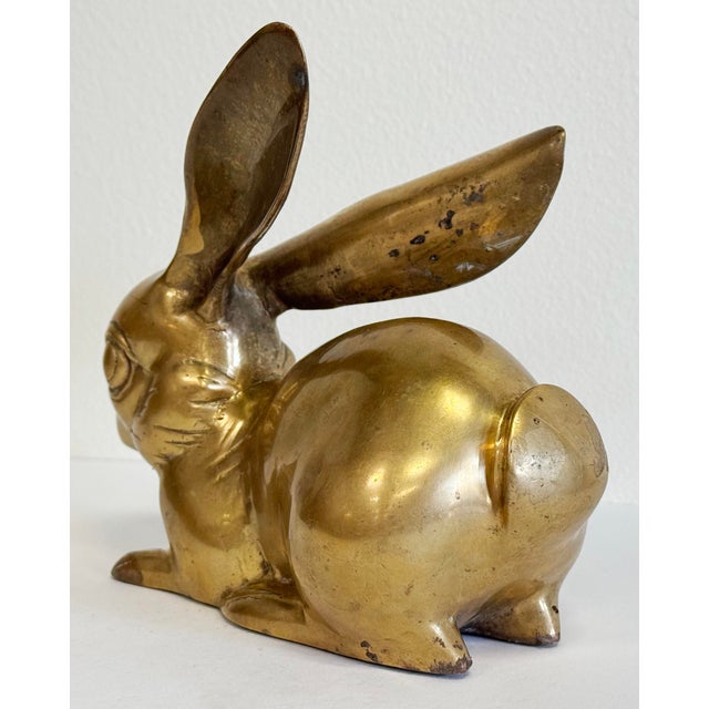Vintage Large Brass Bunny Rabbit Figure For Sale In Kansas City - Image 6 of 6