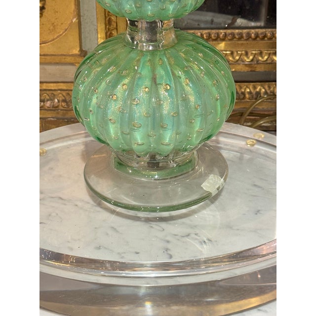 Vintage Green Murano Lamp For Sale - Image 4 of 6