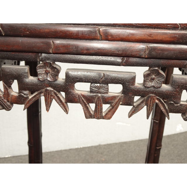 Vintage Oriental Asian Solid Carved Wood Plant Stand Side Table For Sale - Image 9 of 12