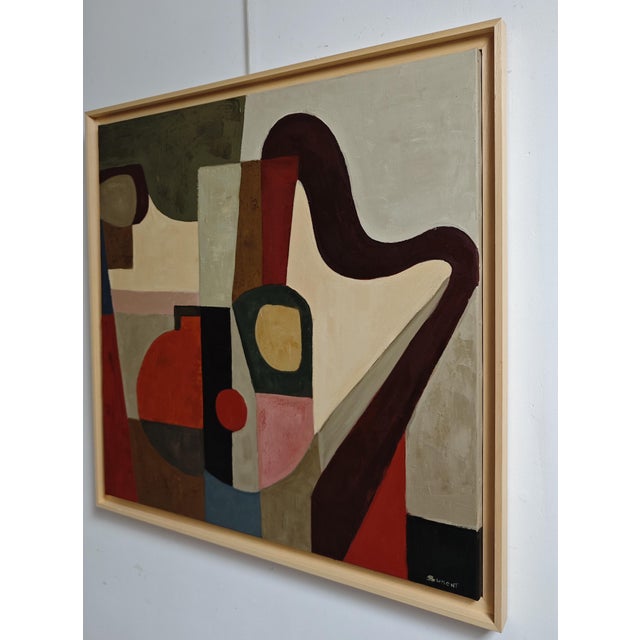Contemporary Contrechant, Abstract Geometric Contemporary Oil Painting Framed by Sophie Dumont For Sale - Image 3 of 9