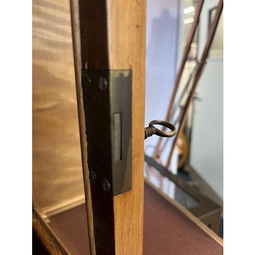 Satinwood Collectors Table / Wall Display Cabinets, Set of 2 For Sale - Image 9 of 12