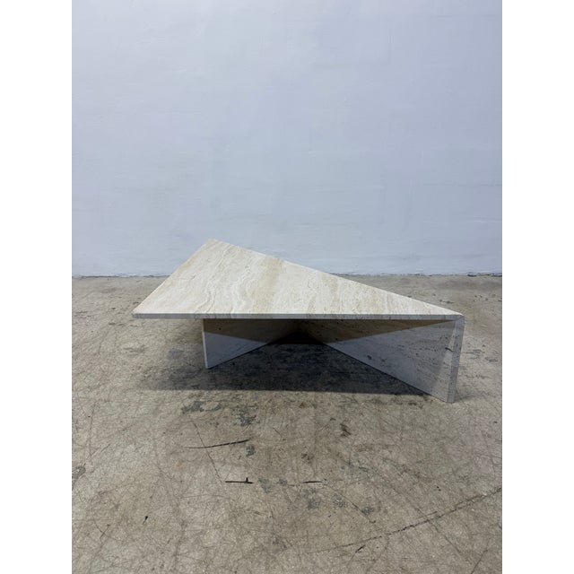 Polished Italian Travertine Triangle Coffee Tables, 1970s - A Pair For Sale - Image 16 of 18
