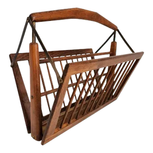 1950s Italian Walnut Wood Magazine Rack by Cesare Lacca