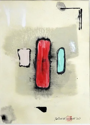 "Popcorn III" Framed Abstract Red & Blue Minimal Painting