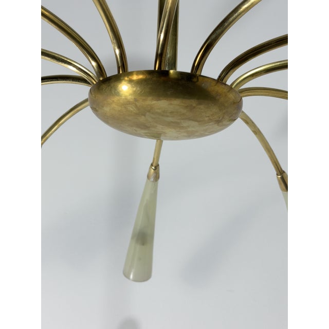 12-Light Spider Hanging Lamp in Brass and Murano Glass in the style of Ercole Barovier, 1950 For Sale - Image 9 of 15