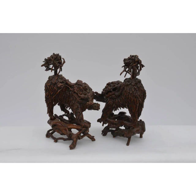 Mid 18th Century Chinese Carved Wood Foo Dogs - a Pair For Sale In Los Angeles - Image 6 of 6