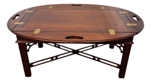 Vintage Chippendale Style Mahogany Butler Coffee / Tray Table