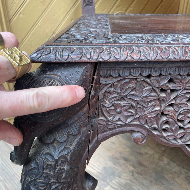 19th Century Intricately Carved Anglo-Indian Side Chair For Sale - Image 10 of 11