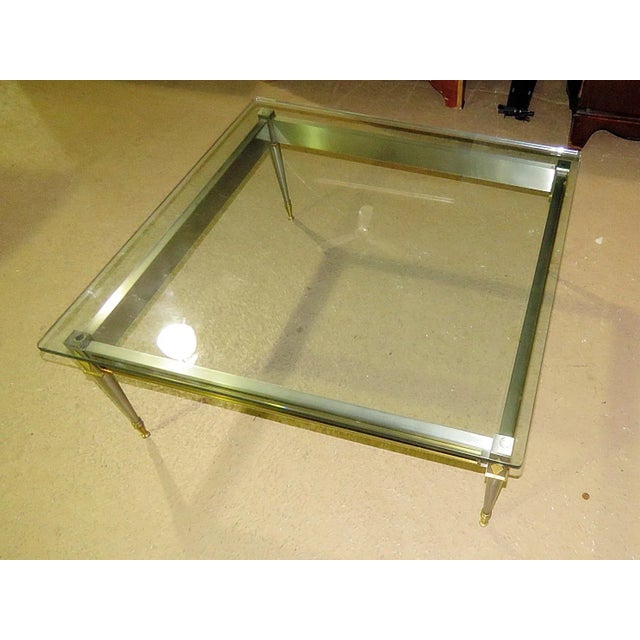 Chrome Rare Square Steel Brass French Directoire John Vesey Style Coffee Cocktail Table For Sale - Image 8 of 11