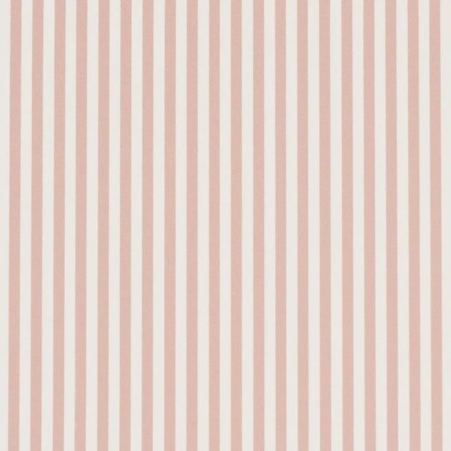 Schumacher Emma Stripe Narrow Wallpaper In Rose For Sale