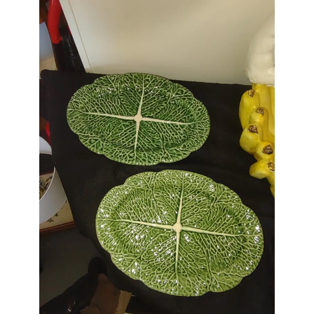 Bordallo Pinheiro Vintage Bordallo Pinheiro Green Cabbage Serving Platters - a Pair For Sale - Image 4 of 4