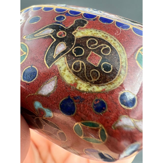 Mid 20th Century Chinese Cloisonné Yuanbao Wealth Ingot Trinket Boxes - Set of Three For Sale - Image 11 of 12