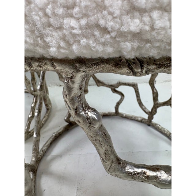 Modern Faux Bois Nickel Plated Benches/ a Pair For Sale - Image 9 of 10
