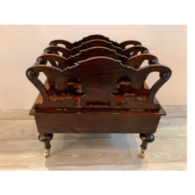 Mid 19th Century Early Victorian Solid Rosewood Three-Section Canterbury with Drawer and Casters For Sale - Image 5 of 18
