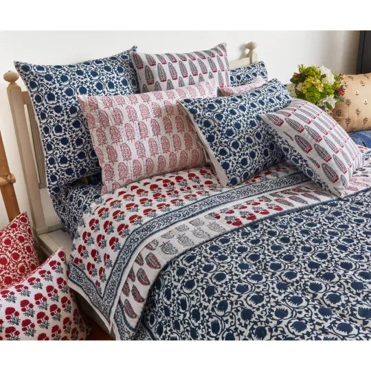 Not Yet Made - Made To Order Lotus-Yasmin Blue Reversible Pillow Case For Sale - Image 5 of 7