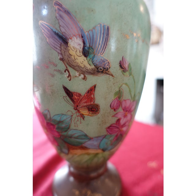 Antique Vase in Painted Opaline Glass, 1890s For Sale - Image 3 of 4