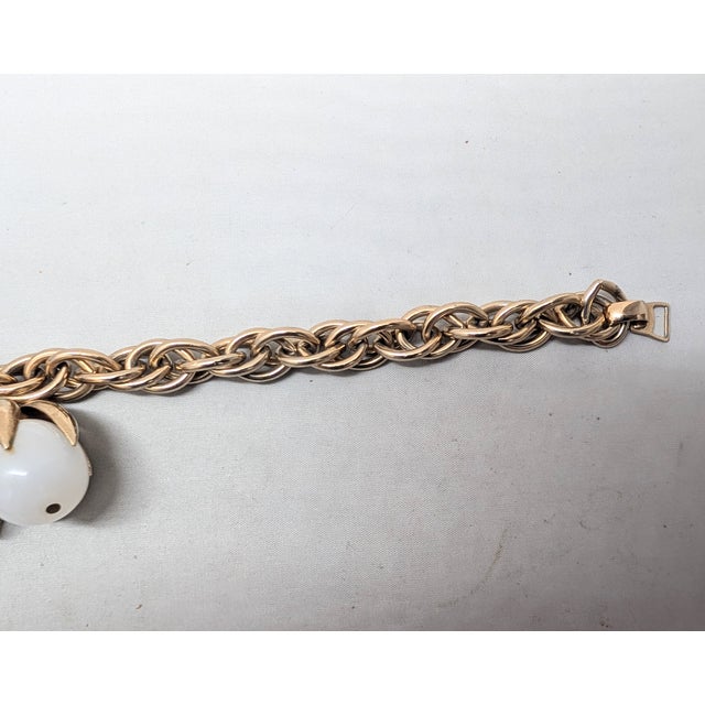 Vintage 1950s Signed Napier White Moonglow Cumquat Charm Bracelet For Sale - Image 10 of 10