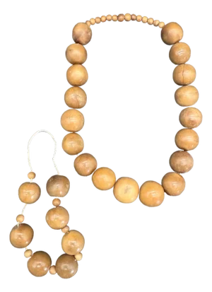 1930s African Copal Faux Amber Trade Bead Necklace and Bracelet Set, Brown.